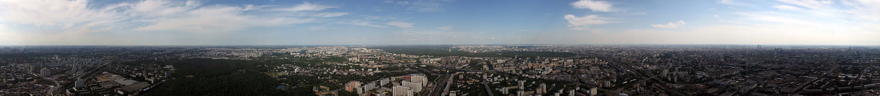Горизонтальная панорама со смотровой площадки Останкинской телебашни