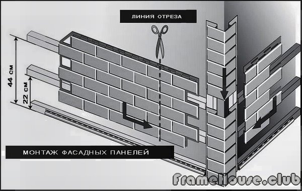схема монтажа фасадных панелей