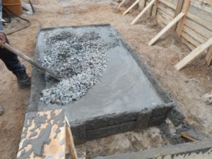 Изготовление бетонной смеси для заливки основания оргаждения