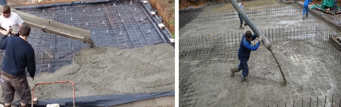 Процесс заливки бетона