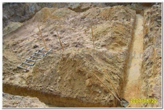 Траншея под ленточный фундамент с песчаной подушкой