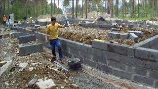 Финский фундамент. Кладка блоков.