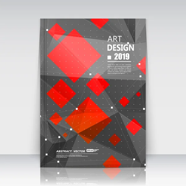 Abstract composition. Red, black font texture. Perforated dot construction. Square block. A4 brochure title sheet. Creative figure icon. Commercial logo surface. Pointed banner form. Dark flier fiber. Векторная Графика