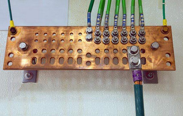 Бронзовая распределительная пластина для подключения проводов заземления